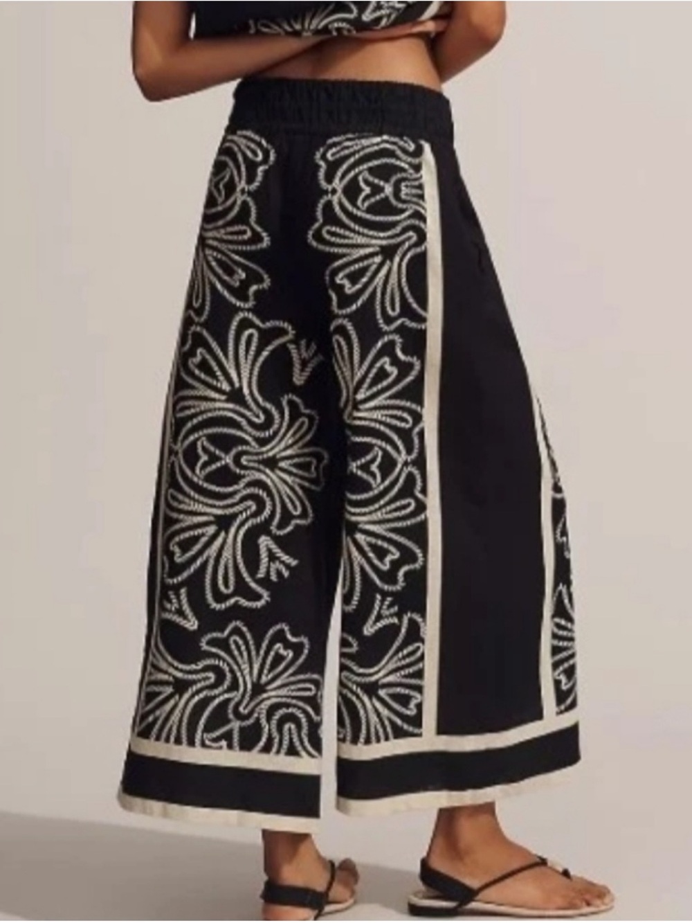 Anthropologie linen blend wide leg crop pants - Picture 2 of 7